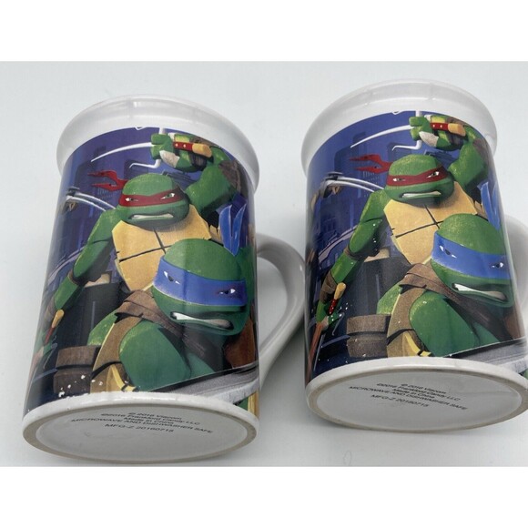 TMNT Pair Of 2 Teenage Mutant Ninja Turtles Coffee Mugs Cups Viacom 2016 Coffee - Picture 4 of 12